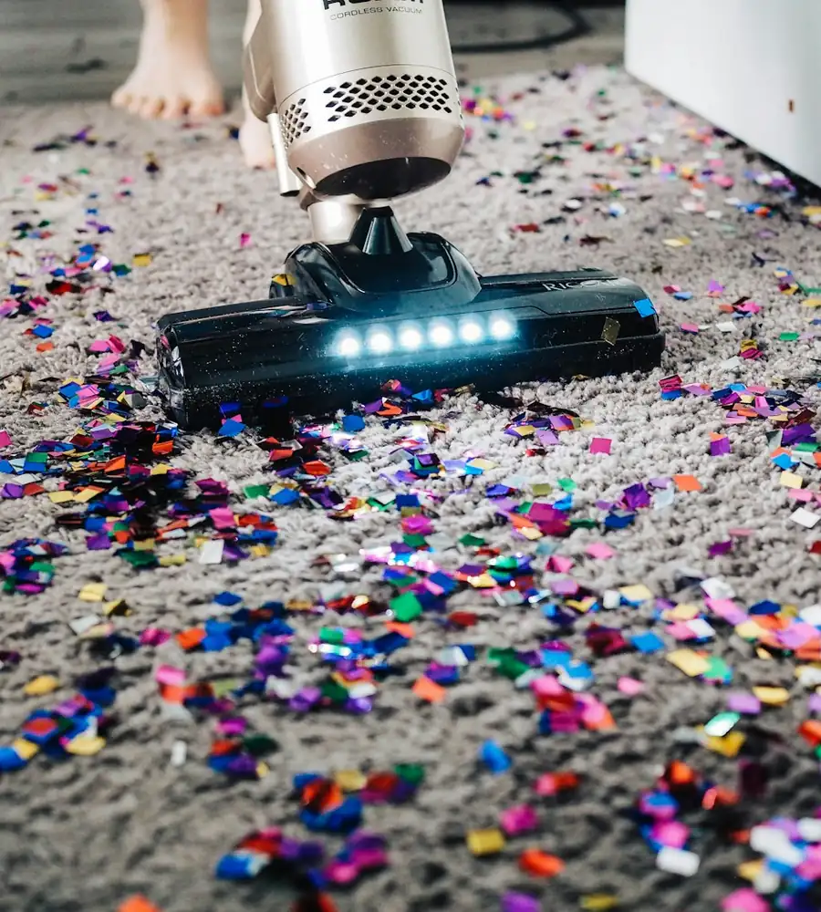 Vacuuming a carpet